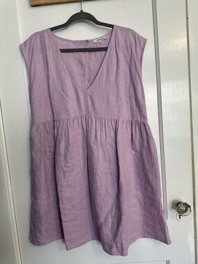 Madewell Lavender V-Neck Sleeveless Linen Dress Size Large